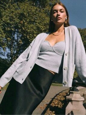 H&M Soft Knit Bustier Cami & Cardigan Set Size Medium Minimalist Oversized Fall